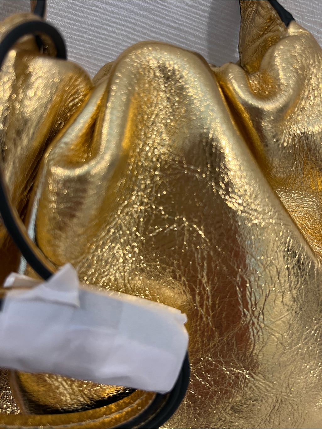 Behno New York Tina Baguette Mini Crinkle Ruched Bag Gold — image 8 of 8